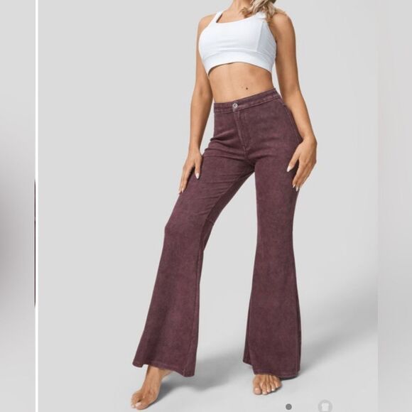 HALARA Women's Wide Leg Jeans in Rich Maroon - Picture 5 of 16